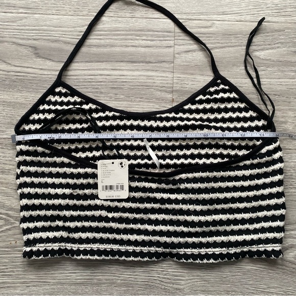 Free People Black and White Halter Crop Tank Size Large - Picture 6 of 6
